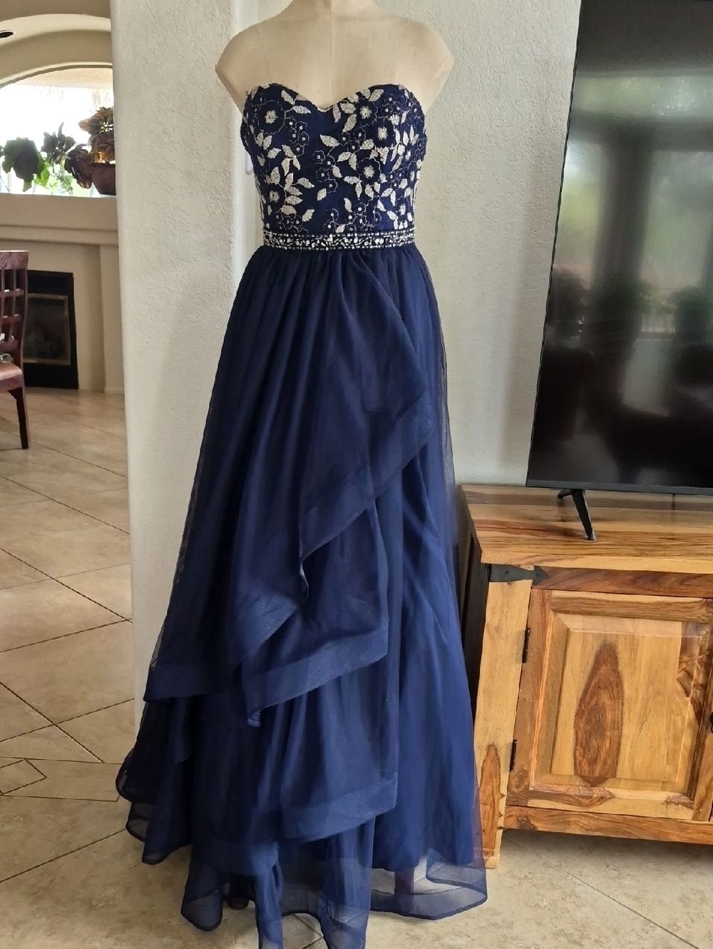 Sequin Hearts Sweetheart Cut, Lace Back, Empire Waist With Voluminous Tulle Gown